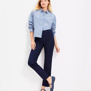 LOFT Riviera Slim Pants In Doubleweave, Dark Blue, Size 6